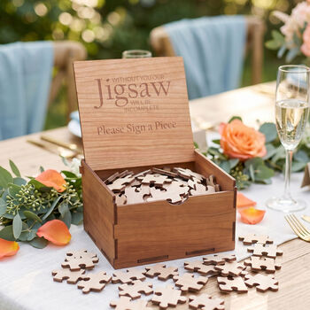 Wooden Jigsaw Alternative Wedding Guest Book, 10 of 12