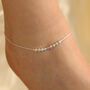 925 Silver Pink Silver Round Ball Thin Payal Anklet, thumbnail 1 of 9