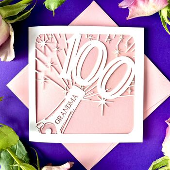 Champagne Bottle Personalised 100th Birthday Card, 2 of 4