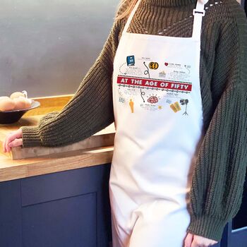 Personalised 50th Birthday White Apron, 5 of 10