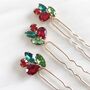 Red And Green Crystal Hair Pins, thumbnail 4 of 6