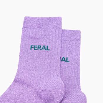 Feral Combed Cotton Glitter Socks In Lilac, 2 of 4