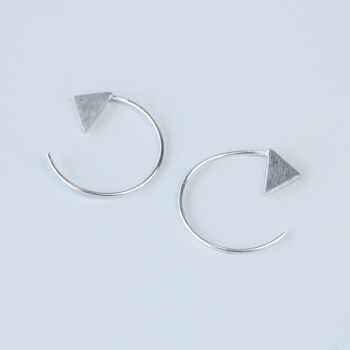 Sterling Silver Triangle Open Hoop Earrings, 3 of 4