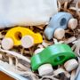 Handmade Set Of Three Tricolour Wooden Toy Cars, thumbnail 1 of 3