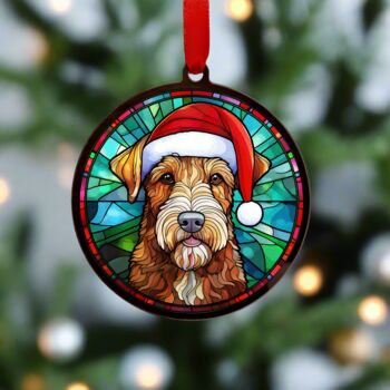 Airedale Terrier In Santa Hat Suncatcher Decoration, 4 of 6
