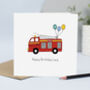 Fire Engine Birthday Card With Name And Age, thumbnail 1 of 3