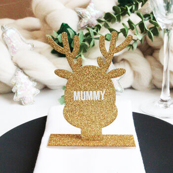 Personalised Gold Reindeer Christmas Place Setting, 6 of 8