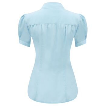 Eva Short Sleeve Blouse In Powder Blue Vintage 1940s Style, 2 of 3