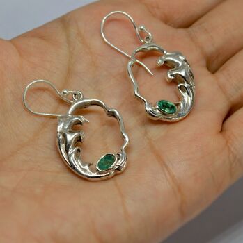 Emerald Sterling Silver Earrings, 8 of 8