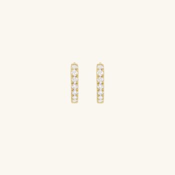 Tennis Huggie Earrings 18k Gold Plated, 3 of 3