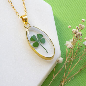 Lucky Four Leaf Clover Resin Necklace, 5 of 7