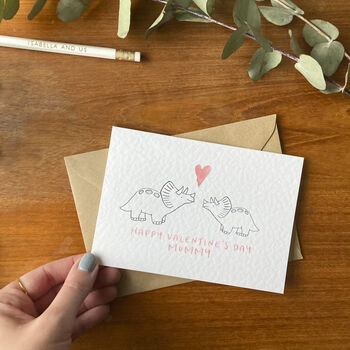Happy Valentine's Mummy Triceratops Card, 2 of 4