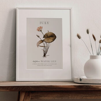 Birth Flower Wall Print 'Water Lily' For July, 7 of 9