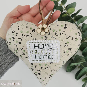 Fabric Hanging Heart Decoration, Home Sweet Home, 8 of 12