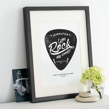 Personalised 'You Rock My World' Guitar Pick Print, 5 of 12