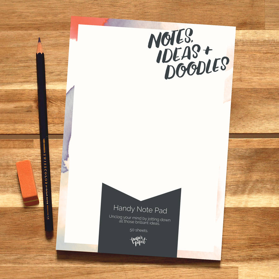 notepad 'notes, ideas + doodles' by paper pipit