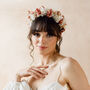 Coral Bridal Dried Flower Crown Wedding Headband, thumbnail 1 of 3