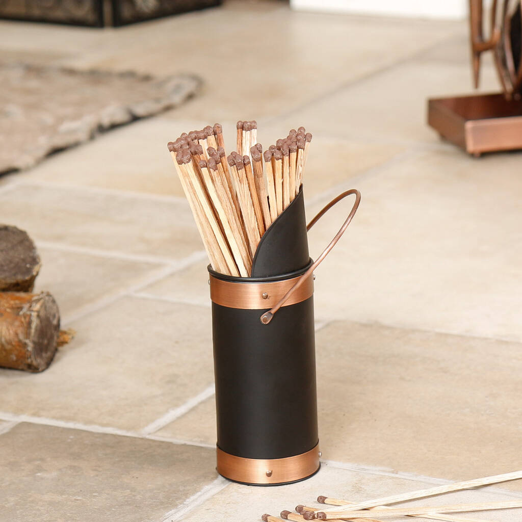 Personalised Vintage Black And Copper Matches Holder By Dibor