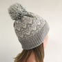 Ladies Lambswool Knitted Bobble Hat Waves Pattern, thumbnail 2 of 9