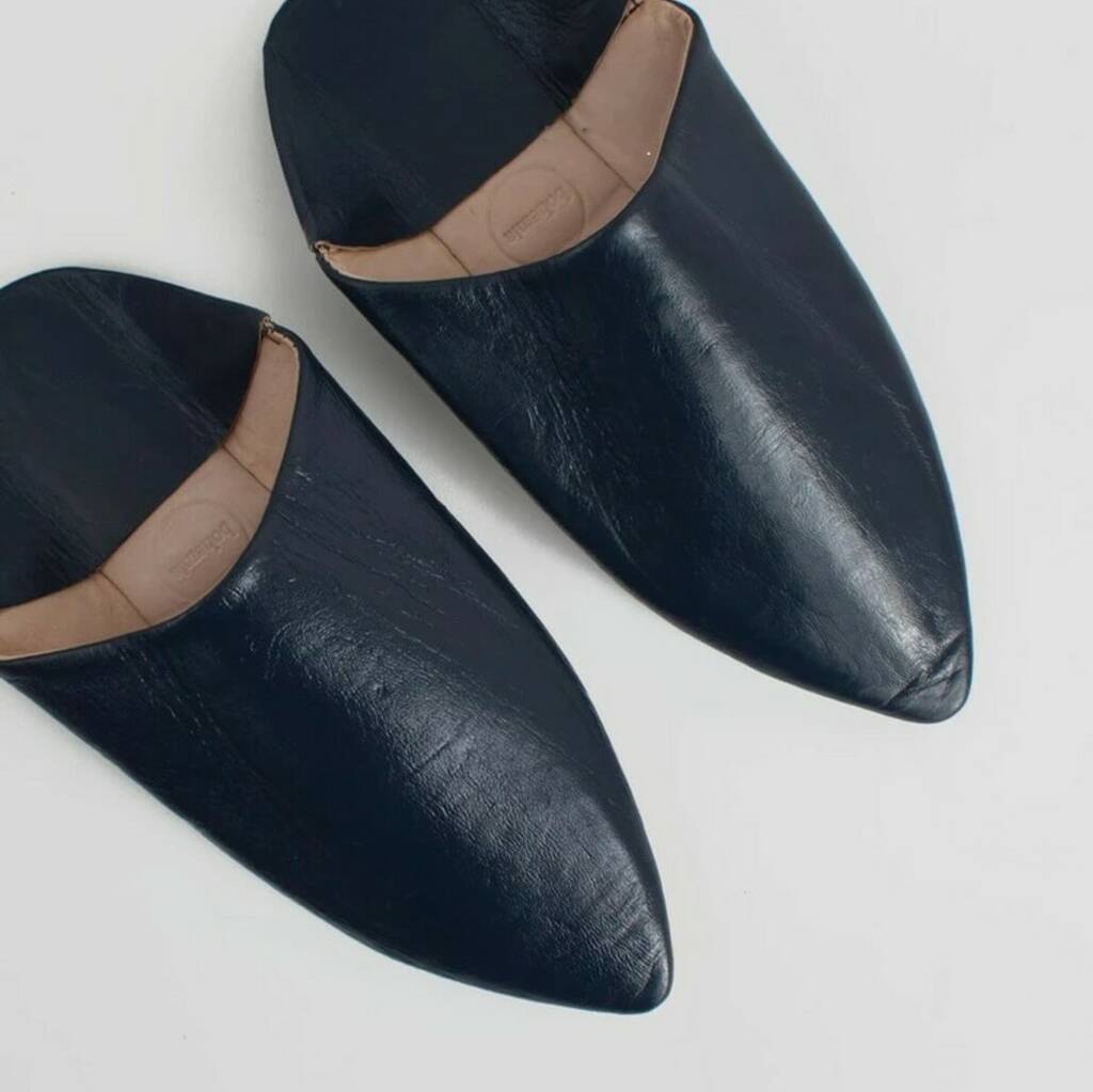 Moroccan Pointed Leather Slippers By Bohemia | notonthehighstreet.com