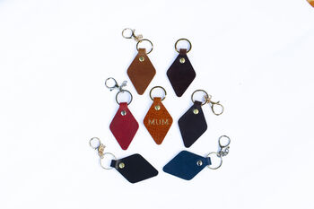 Handmade Personalised Leather Keyring Made In Britain, 5 of 7