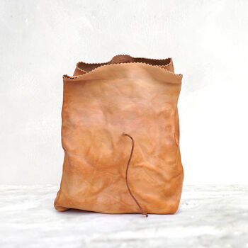 Leather Paper Bag With String Closure, 6 of 10