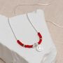 Personalised Gold Or Silver Red Beaded Sun Necklace, thumbnail 3 of 6