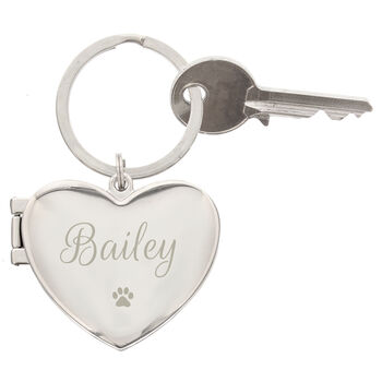 Personalised Paw Print Heart Photo Frame Keyring, 3 of 4