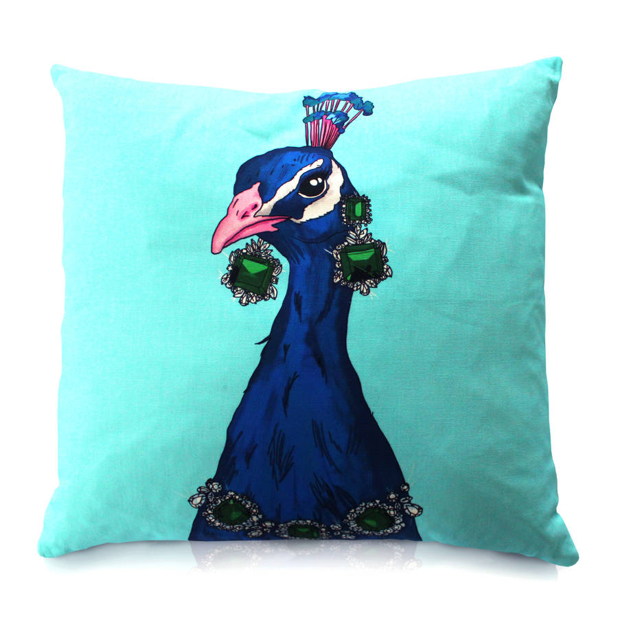 peacock printed cushion by perky