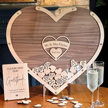 Personalised Wedding Guest Book Alternative – Heart Drop Box, 2 of 8