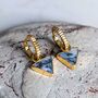 'The Triangle' Dendritic Agate Gold Plated Earrings, thumbnail 5 of 7