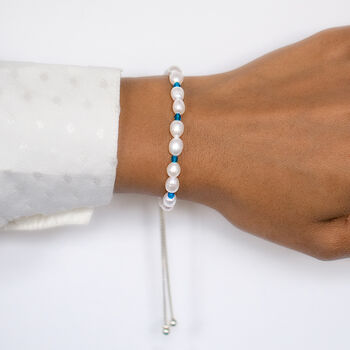 Sterling Silver Pearl And Birthstone Sliding Bracelet, 2 of 9