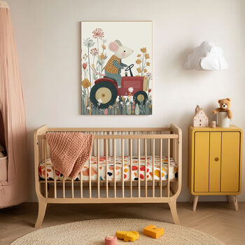 Farmer Mouse Tractor Nursery Art Print, 4 of 4