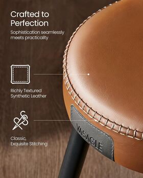 Set Of Two Bar Stools Synthetic Leather With Stitching, 5 of 12