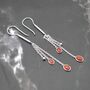 Red Coral Sterling Silver Drop Earrings, Long Earrings, thumbnail 1 of 7