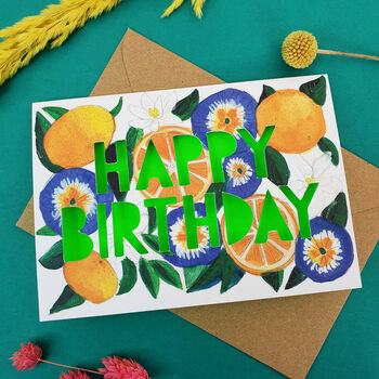 Orange Floral Paper Cut Birthday Card, 2 of 5