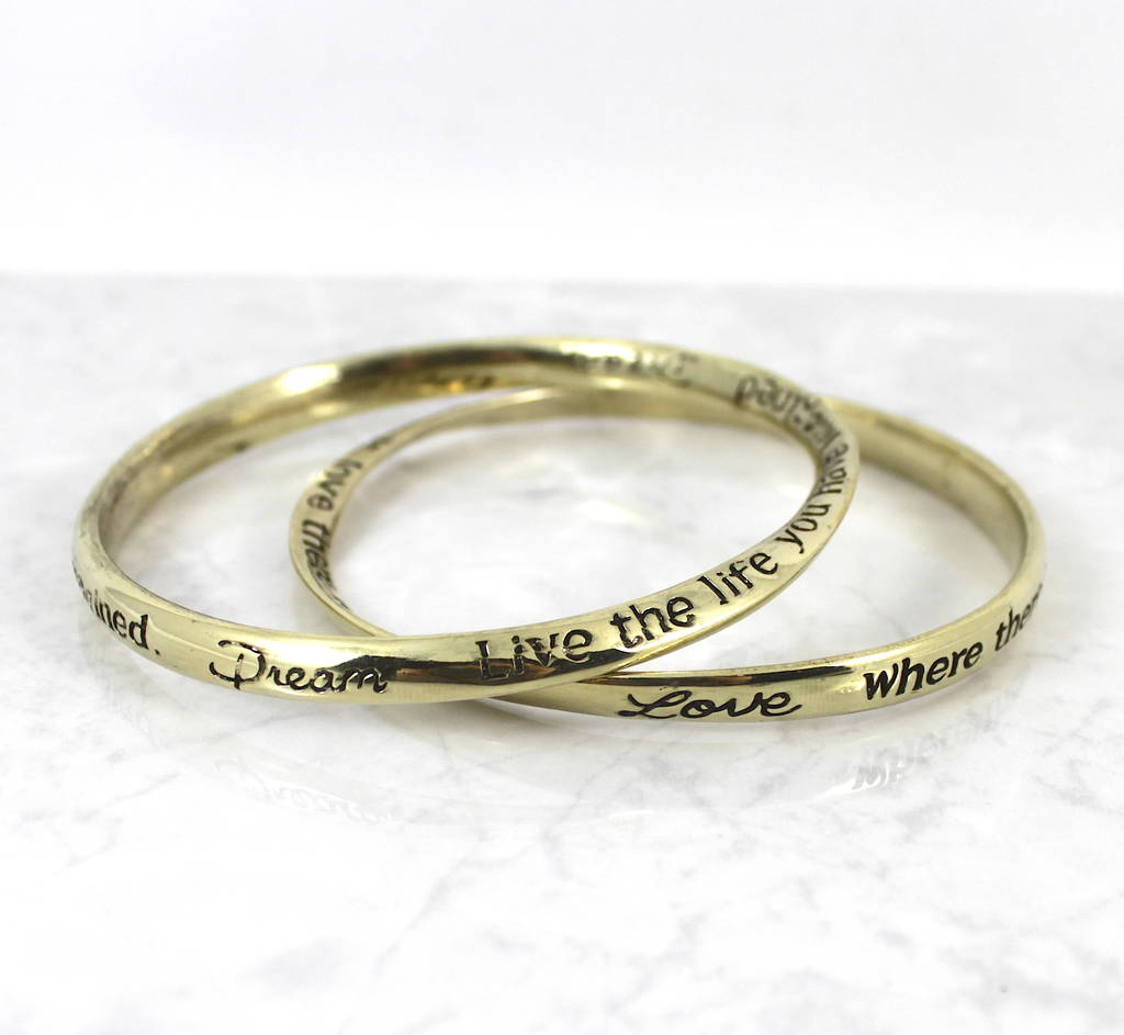 Gold Inspirational Message Bracelet By Lucy Loves Neko