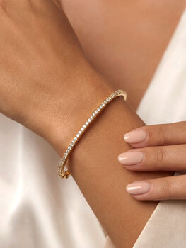 Gold Or Silver Tennis Bangle Bracelet, 2 of 11