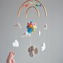 Bunny Flying With Rainbow Balloons Nursery Mobile, thumbnail 1 of 12