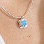 Mini Molten Sterling Silver Blue Opal Heart Necklace, thumbnail 1 of 11