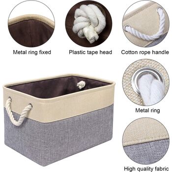 Set Of Four Storage Baskets Foldable Fabric Boxes, 6 of 7
