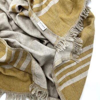 Milos Linen Blend Striped Blanket Mustard, 7 of 11