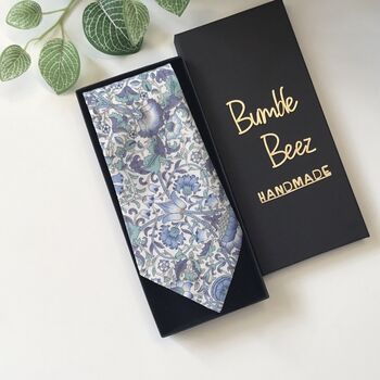 Liberty Of London Tie In Blue Purple Green Floral Motif, 2 of 7
