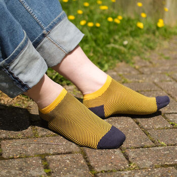 Peace Black And Lux Taylor Yellow Men's Trainer Socks, 5 of 6