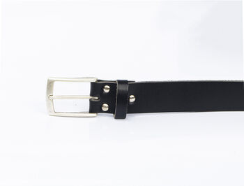 Handmade Black Leather Belt Men's English Leather 35mm Wide, 5 of 10