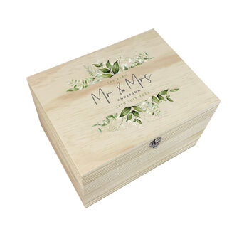 Personalised Wooden Botanical Wedding Keepsake Box, 8 of 8