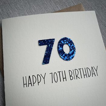 Personalised Happy 70th Glitter Milestone Birthday Card, 6 of 6