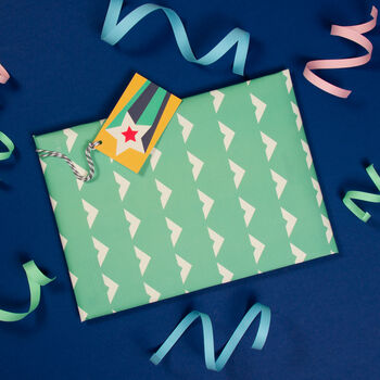 Scandi Disco Green Gift Wrap And Tags, 3 of 4