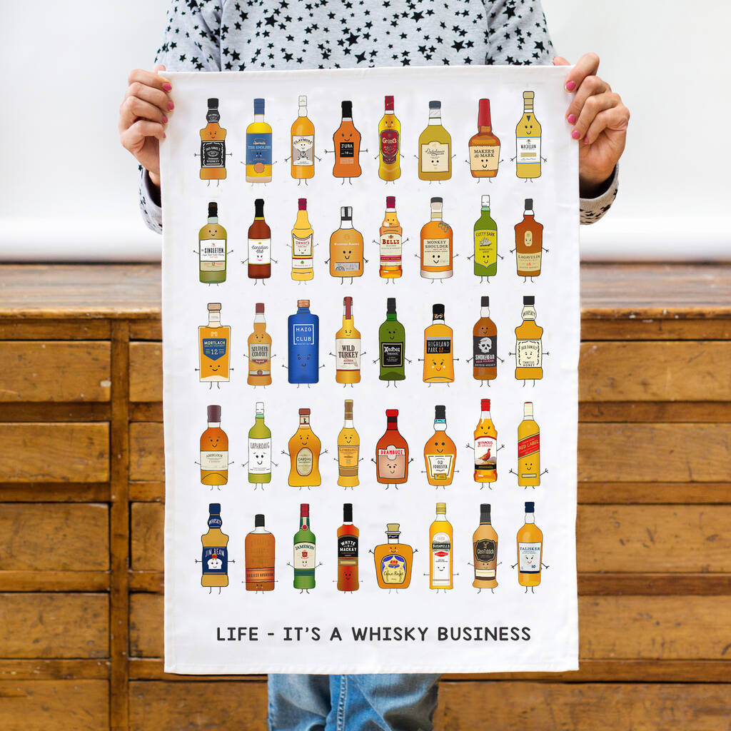 'Whisky Business' Whisky Tea Towel, 1 of 3
