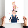 Hand Painted Personalised Dad Piggy Back Portrait, thumbnail 1 of 3